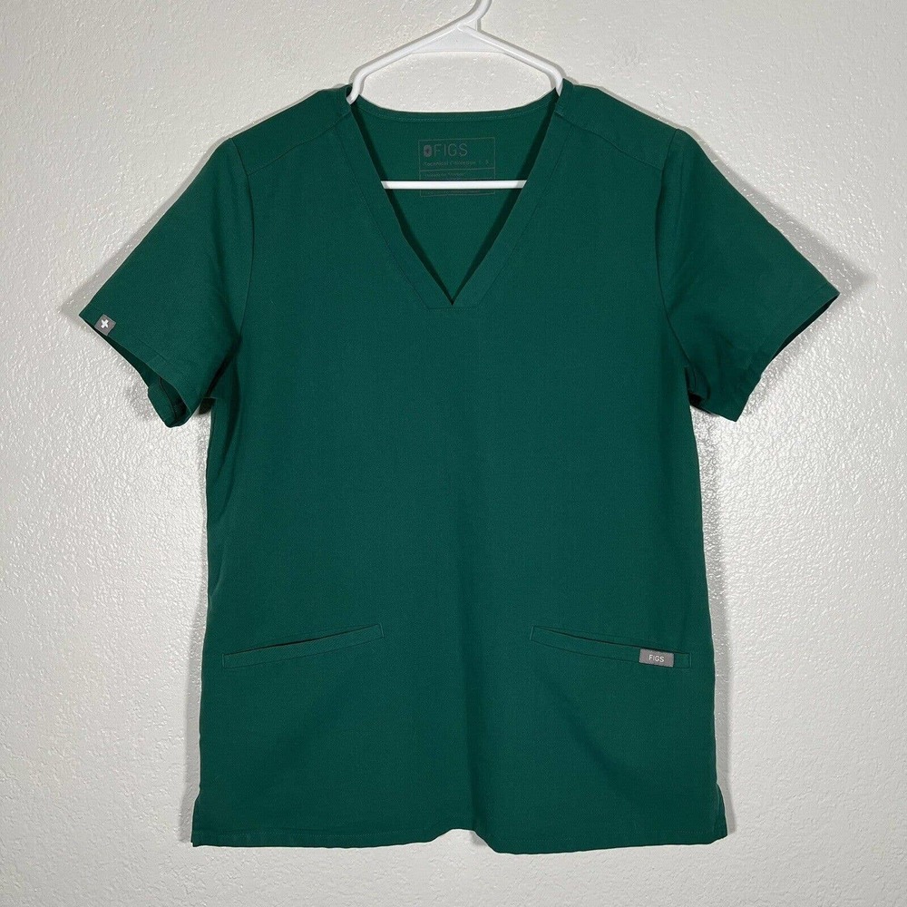 Figs Hunter Green Short Sleeve Women's Top